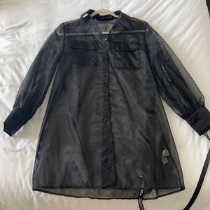 NWT Black Sheer pretty little thing button up longsleeve dress